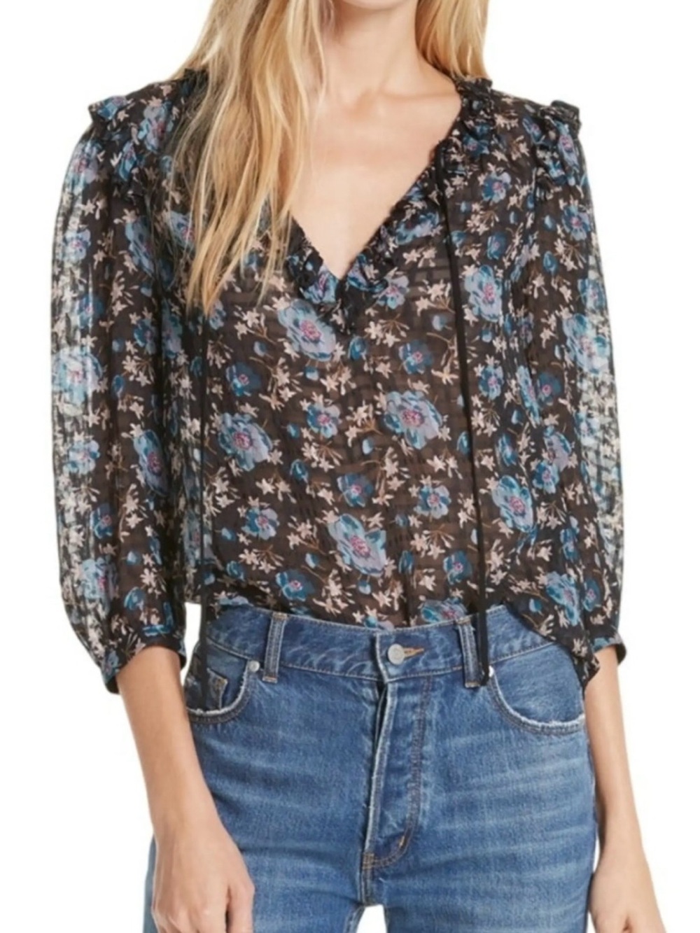 Rebecca Taylor Solstice Floral Silk Blouse Size 6 Like New